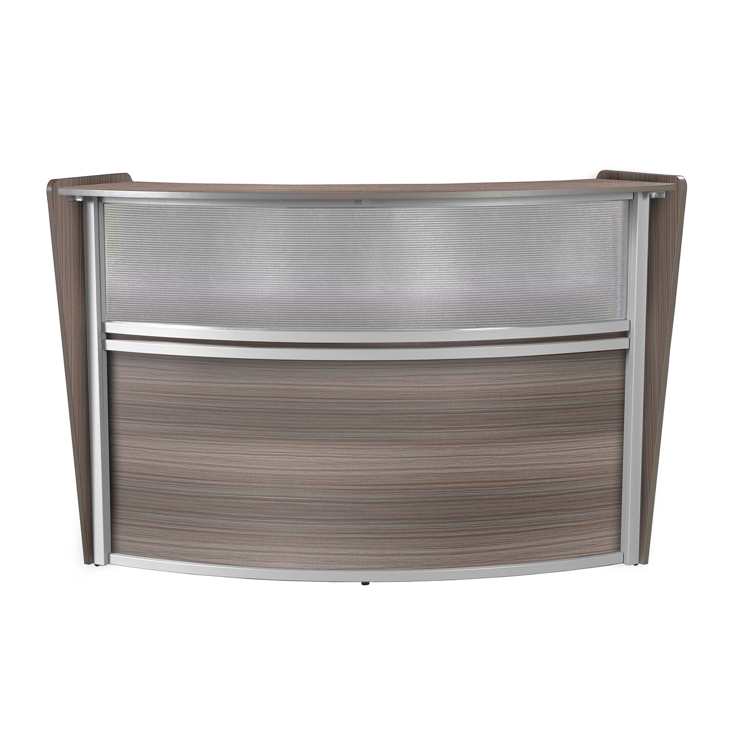 Regency Marque 72W Curved Reception Desk Workstation, Driftwood Gray (77310GY)