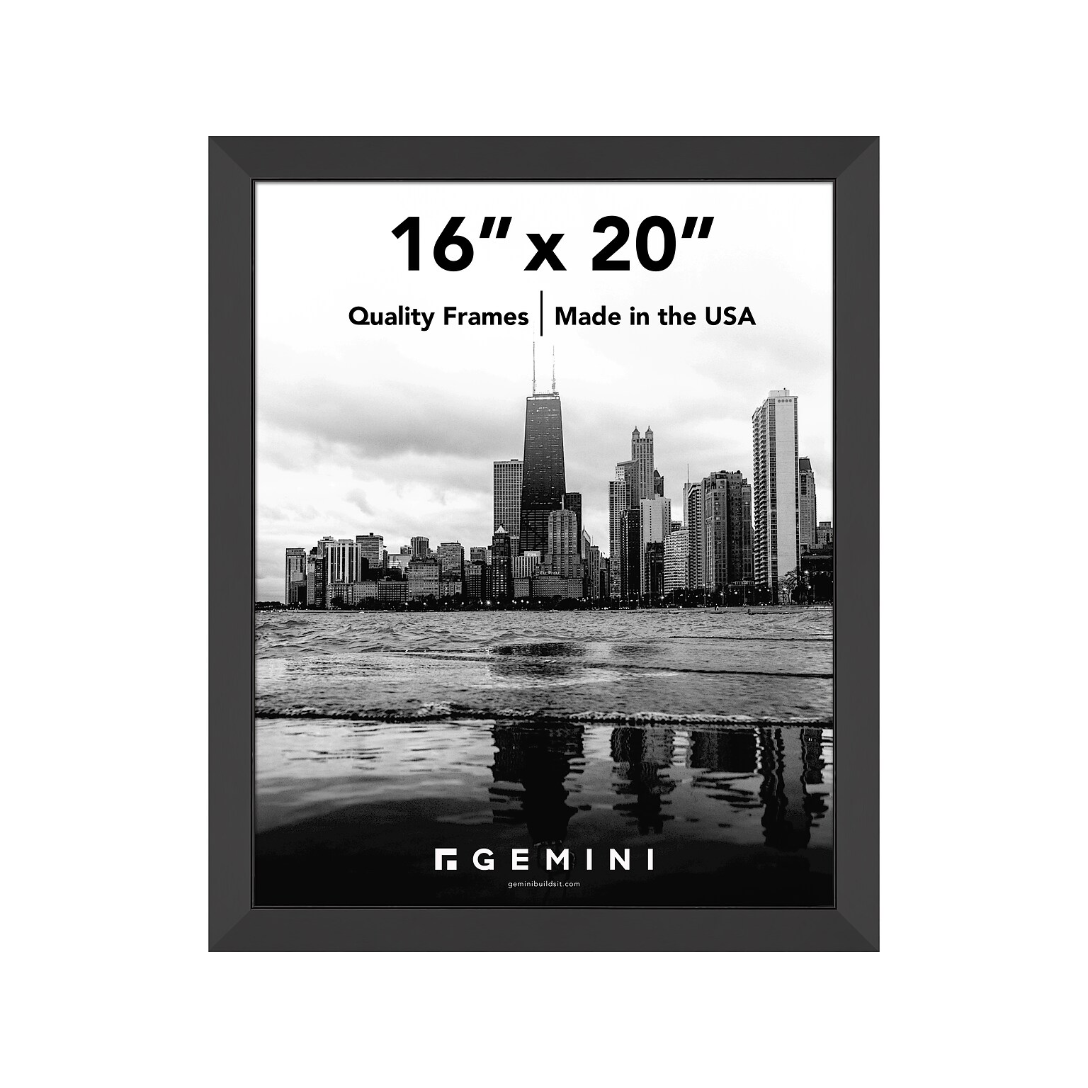 Gemini 16 x 20 Wood Picture Frame, Matte Black (GBLACK 10)