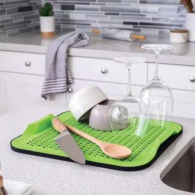 Better Houseware 2-Piece Silicone Drying Mat, Black/Green (BTH3420G)