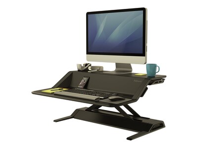 Fellowes Lotus Sit-Workstation 6"H Adjustable Metal Stand, Black (0007901)