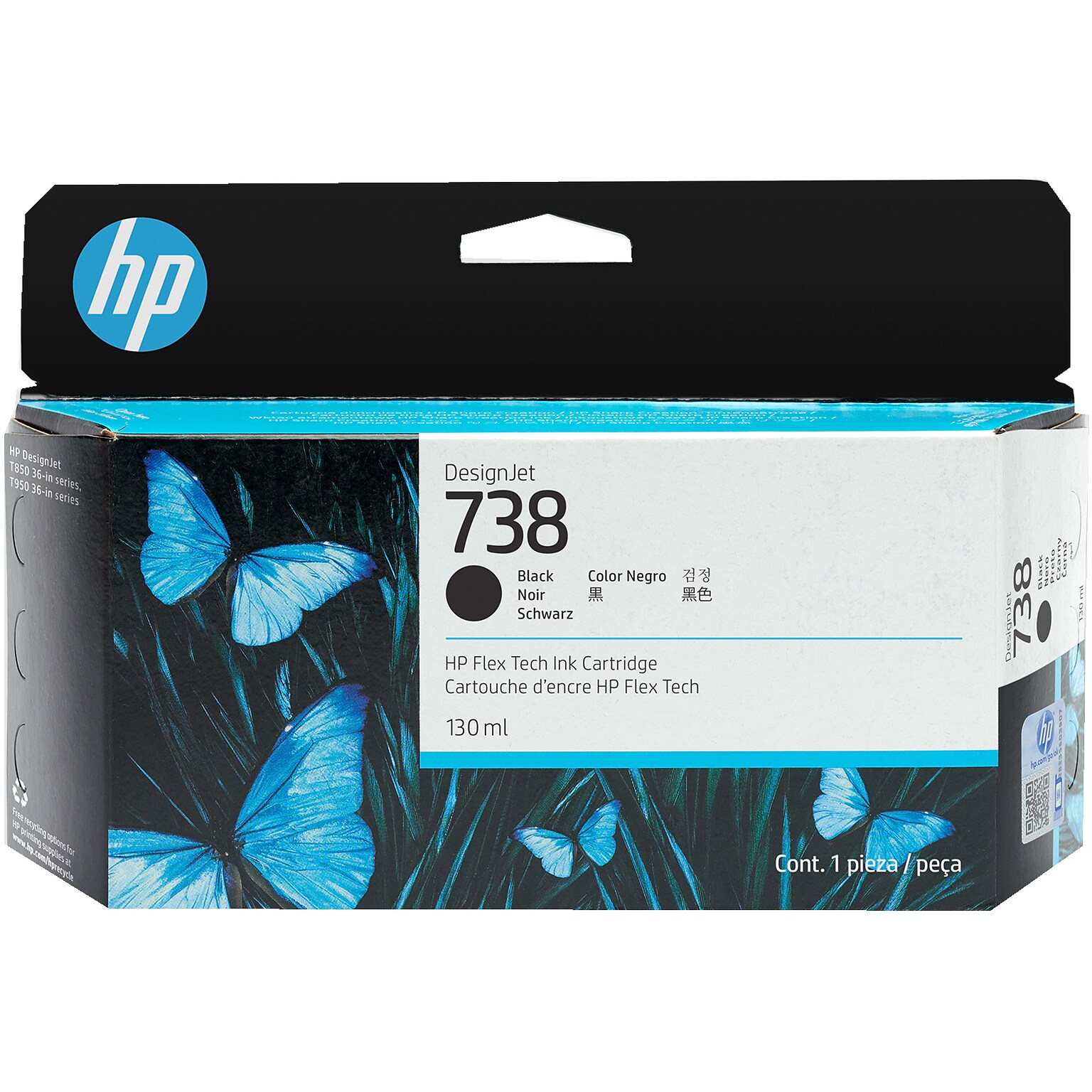 HP 738 Black Standard Yield Ink Cartridge (498N4A)