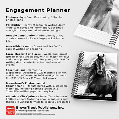 2026 BrownTrout The BrownTrout Portrait Series: The Noble Horse 6.5" x 7.75" Weekly Planner (9798330703746)