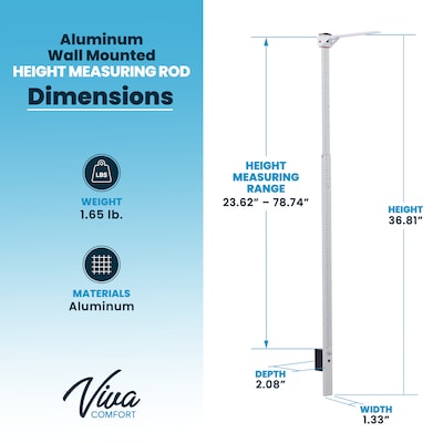 Viva Comfort Stadiometer Height Measuring Rod, White (ADIME907-02-MK)