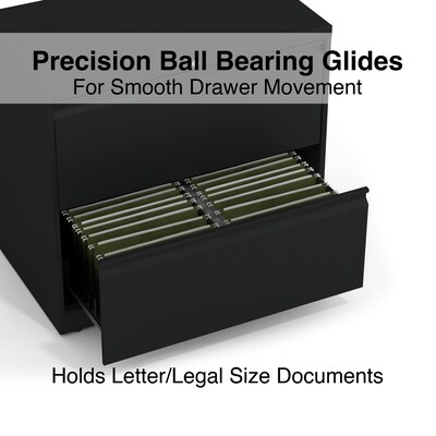 Quill Brand® Commercial 2 File Drawer Lateral File Cabinet, Assembled, Black, Letter/Legal, 30"W (20068D)