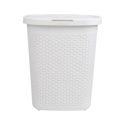 Mind Reader 13.21-Gallon Hamper with Lid, Plastic, White (50HAMP-WHT)