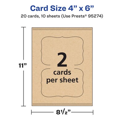 Avery Integrated Cards, 4" x 6", Matte Kraft Brown, 20/Pack (95274)