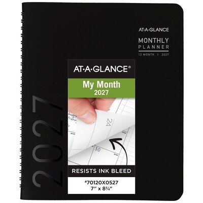 2027 AT-A-GLANCE Contemporary 7 x 8.75 Monthly Planner, Faux Leather Cover, Black (70-120X-05-27)