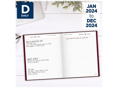 2024 AT-A-GLANCE Standard Diary 7.5" x 9.5" Daily Diary, Hardsided Cover, Red/Gold (SD374-13-24)