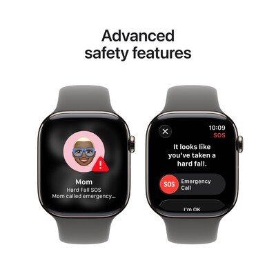 Apple Watch Series 11 GPS + Cellular Smartwatch, 46mm, Natural Titanium Case, Stone Gray Sport Band, Medium/Large (MFCX4LW/A)
