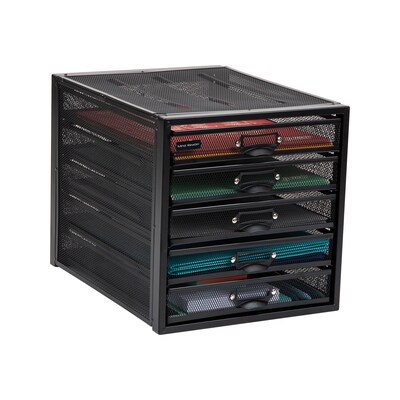 Mind Reader 5-Compartment Metal Mesh File Storage Drawers, Black (5CABMESH-BLK)