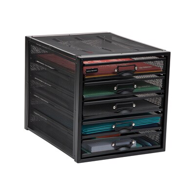 Mind Reader Network Collection 5-Compartment Steel Storage Drawer, Black (5CABMESH-BLK)