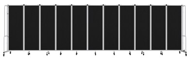 National Public Seating Robo Series 11-Panel Folding Mobile Room Divider, 72"H x 256"W, Black Fabric (RDG6-11PT10)