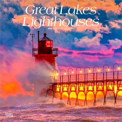 2026 BrownTrout Great Lakes Lighthouses 12 x 12 Monthly Wall Calendar (9798330704361)