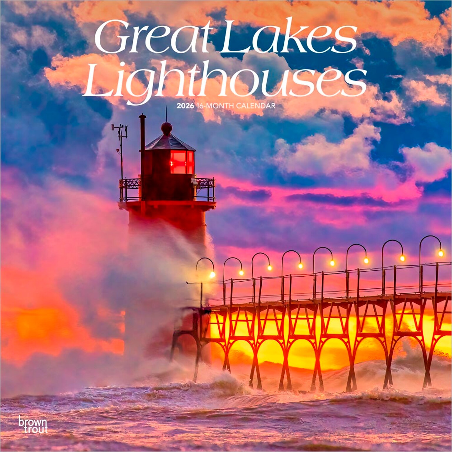 2026 BrownTrout Great Lakes Lighthouses 12 x 12 Monthly Wall Calendar (9798330704361)