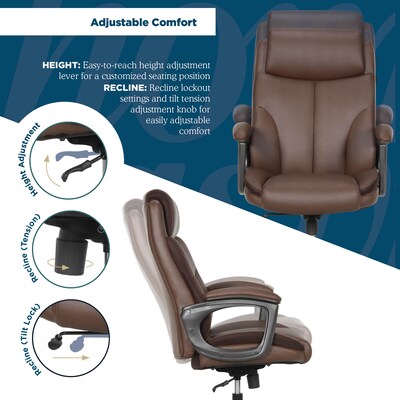 Thomasville Danvers Ergonomic Polyurethane Big & Tall Chair, 400 lb. Capacity, Dark Walnut Brown (52403-DBRN)