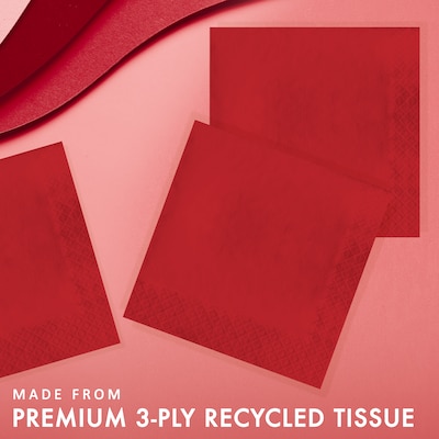 Creative Converting Touch of Color Dinner Napkins, 3-ply, Classic Red, 250/Carton (591031B)