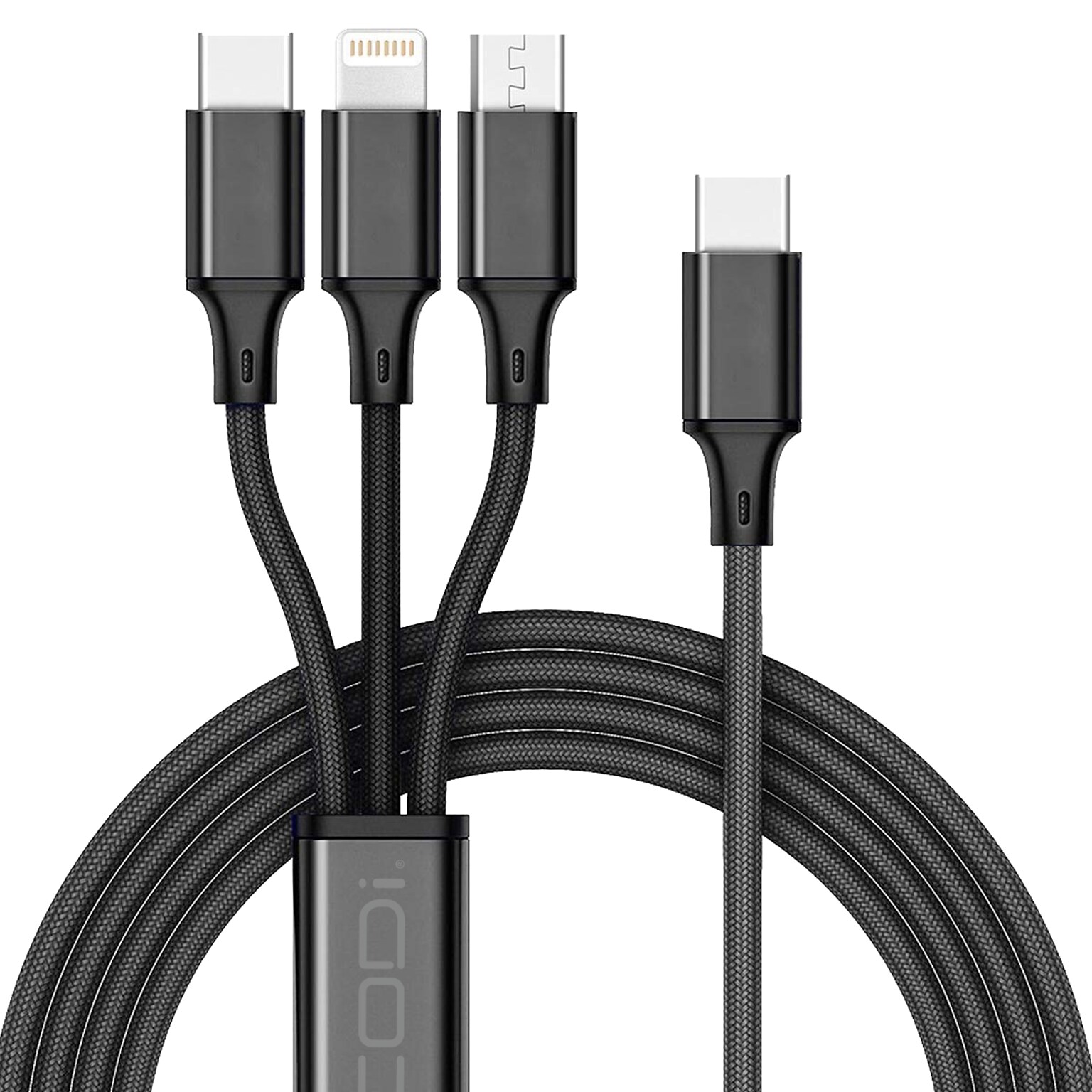 CODi 3-in-1 Charging Cable with USB-C Connection, Black (CB1068-1)