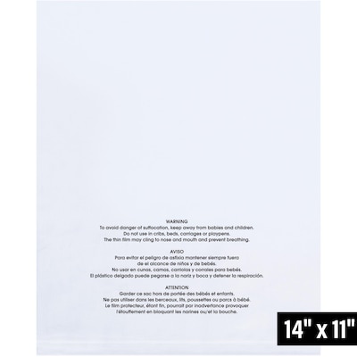 11" x 14" Layflat Poly Bag, 2 Mil, Clear, 1000/Carton (016120)