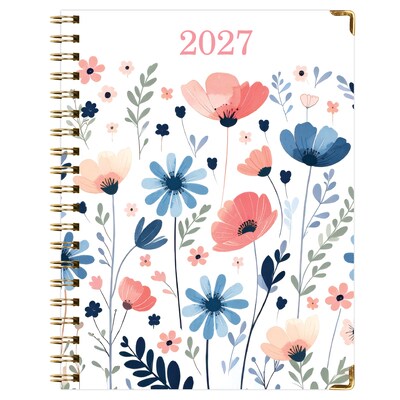 2027 Excello Brands 7.8" x 9" Weekly & Monthly Standard Planner, Paperboard Cover, Colorful Botanicals (FSHN-CY27-79-30)