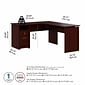 Bush Furniture Cabot 60"W 3 Position L Shaped Sit to Stand Desk, Harvest Cherry (CAB043HVC)