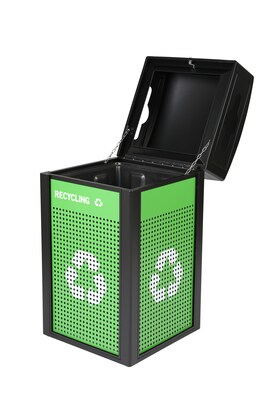 Alpine Industries GS Series Steel Trash Can & Recycling Bin Combo, 40 Gallon, Green (ALP471-40-GS-M)