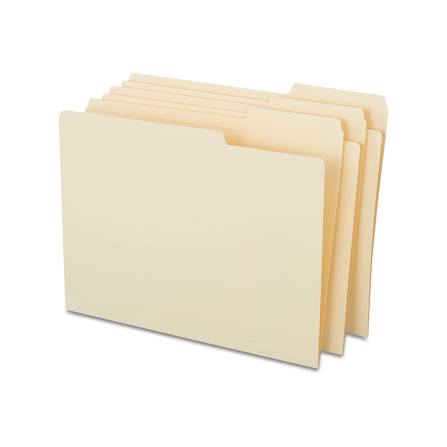 Quill Brand® Heavy-Duty 2-Ply File Folders, 1/3-Cut, Assorted Tabs, Letter Size, 100/Box (710434)