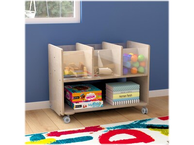 Flash Furniture Bright Beginnings Mobile 7-Section Storage Cart, 24.5"H x 31.5"W x 19.75"D, Brown (MK-KE24275-GG)