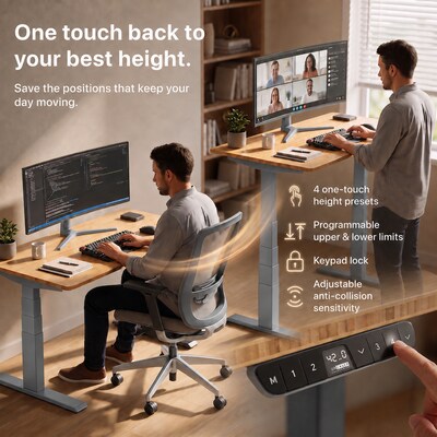 Uncaged Ergonomics Rise Up 3-stage Dual Motor Electric Standing Desk Frame, Gray, Desktop Not Included (RUG)
