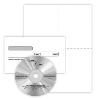 ComplyRight 2024 W-2 Recipient Copy Only Tax Form, Envelopes and LaserLink Software, 4-Up, White, 50