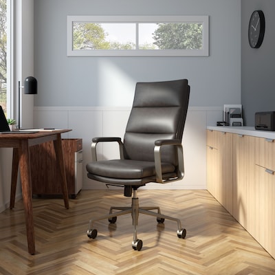 Union & Scale™ Industria 3-40C Ergonomic Bonded Leather Swivel Manager Chair, Gray (HG-70081)