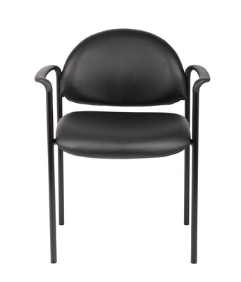 Boss Diamond Caressoft Vinyl Stacking Chair,  Black (B9501-CS)