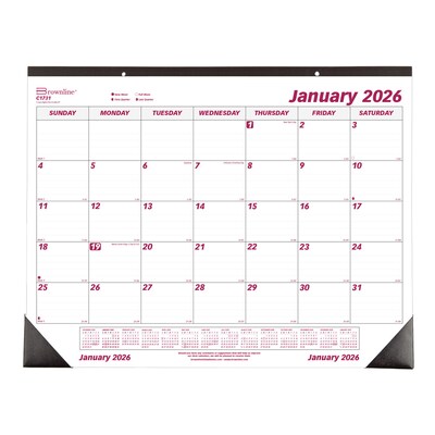 2026 Brownline 22 x 17 Monthly Desk or Wall Calendar, Burgundy/White (C1731)
