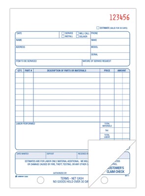 TOPS™ Repair Order Book, 2-Part, 50 Sheets/Book (D5084)