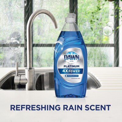 Dawn Platinum Liquid Dish Soap with Sponge, Refreshing Rain, 24 fl oz., 3/Carton (49041)