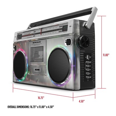 ION Retro Glow Bluetooth Boombox, Translucent (RETRGLWXUS)
