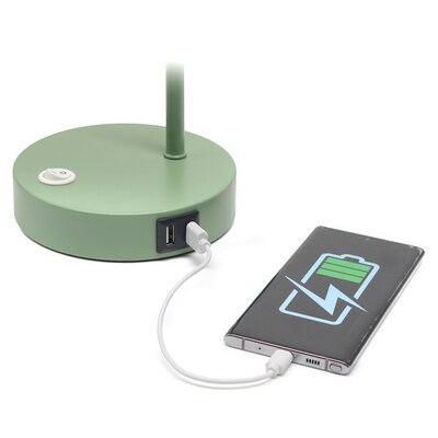 Simple Designs Sleek Essentials LED Desk Lamp, 16", with USB Ports, Sage Green (LD1073-SGE)