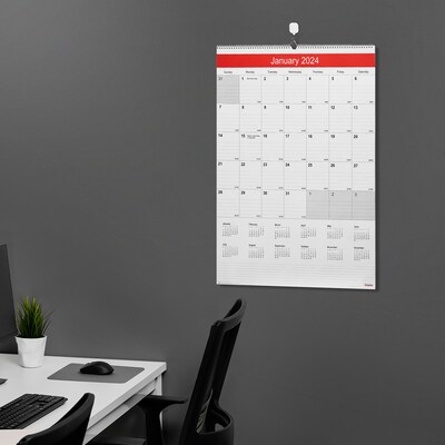 2025 Staples 22" x 29" Wall Calendar, White/Red (ST53914-25)