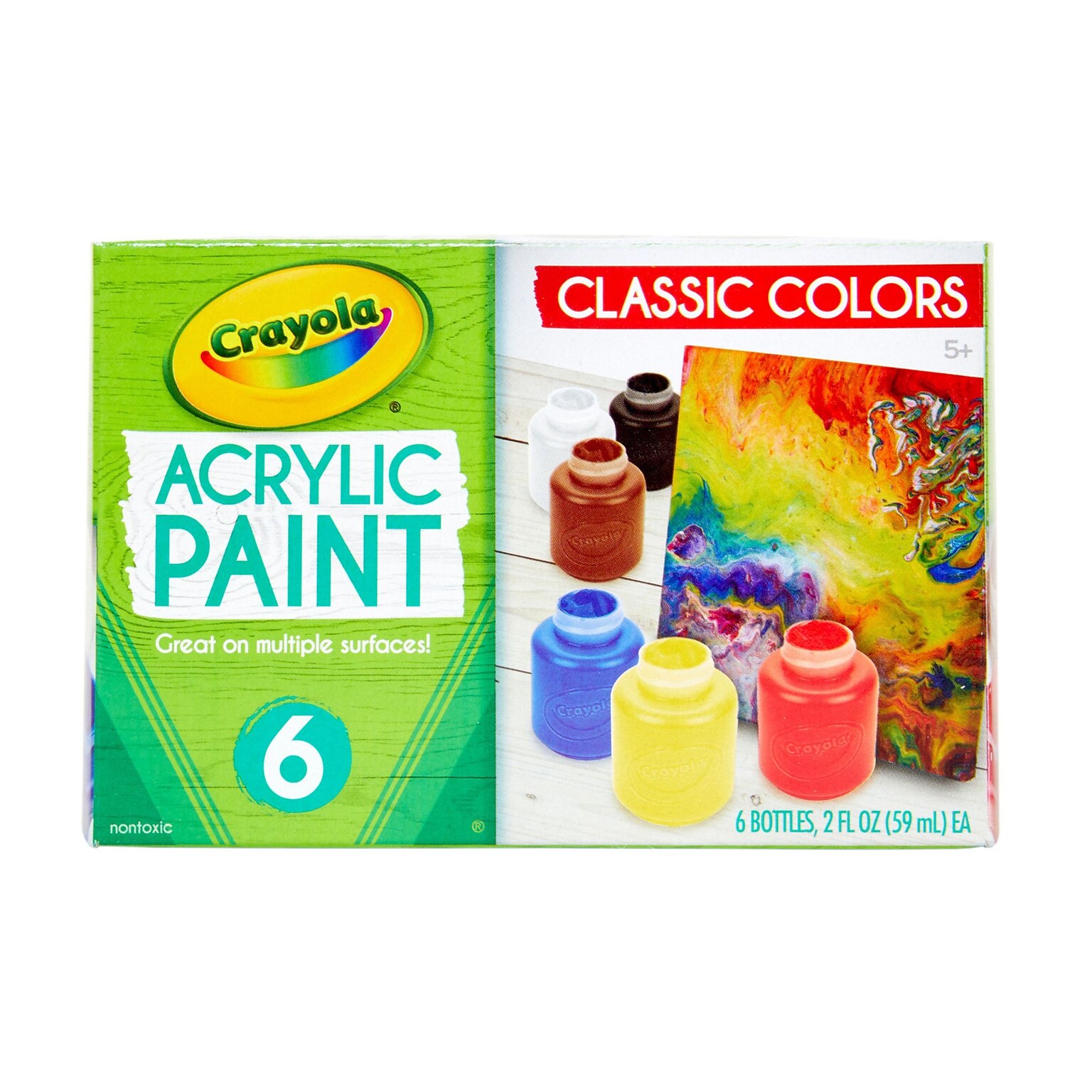 Crayola Acrylic Paint Set, Assorted Colors, 2 oz., 6/Box (20-1997)