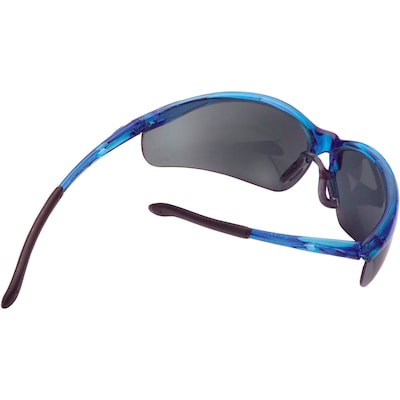 Global Industrial Half Frame Safety Glasses, Anti-Fog, Smoke Lens, Blue Frame (708403BL)