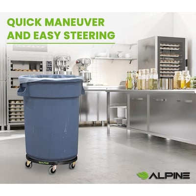 Alpine Industries Round Trash Can Dolly, 500 lb. Weight Capacity Black, 2/Pack (ALP471-32-DOLLY-2PK)