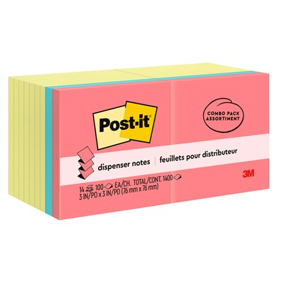 Post-it Dispenser Pop-up Notes Value Pack, Canary Yellow and Assorted colors, 3 in x 3 in, 100 Sheet