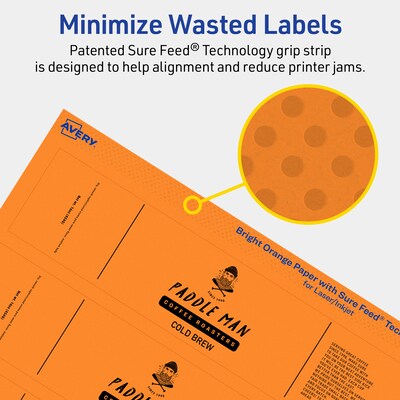 Avery Laser/Inkjet Multipurpose Rectangle Labels, 1" x 7", Bright Orange, 160/Pack (94225)