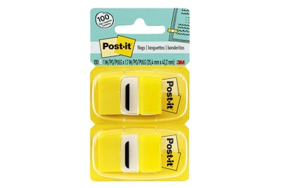 Post-it® Flags Value Pack, 1 x 1.7, Yellow, 50 Flags/Dispenser, 12 Dispensers/Box (680-YW12)
