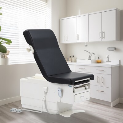 Viva Comfort Pointe Power Adjustable Exam Table with Stirrups, 450 lbs. Capacity, Black (ADI996-10-B