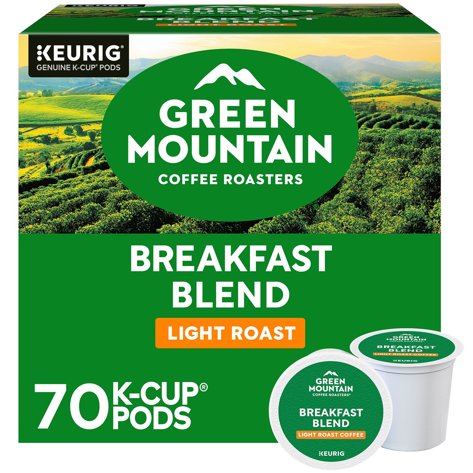 Green Mountain Breakfast Blend Coffee Keurig® K-Cup® Pods, Light Roast, 70/Box (5000373741)