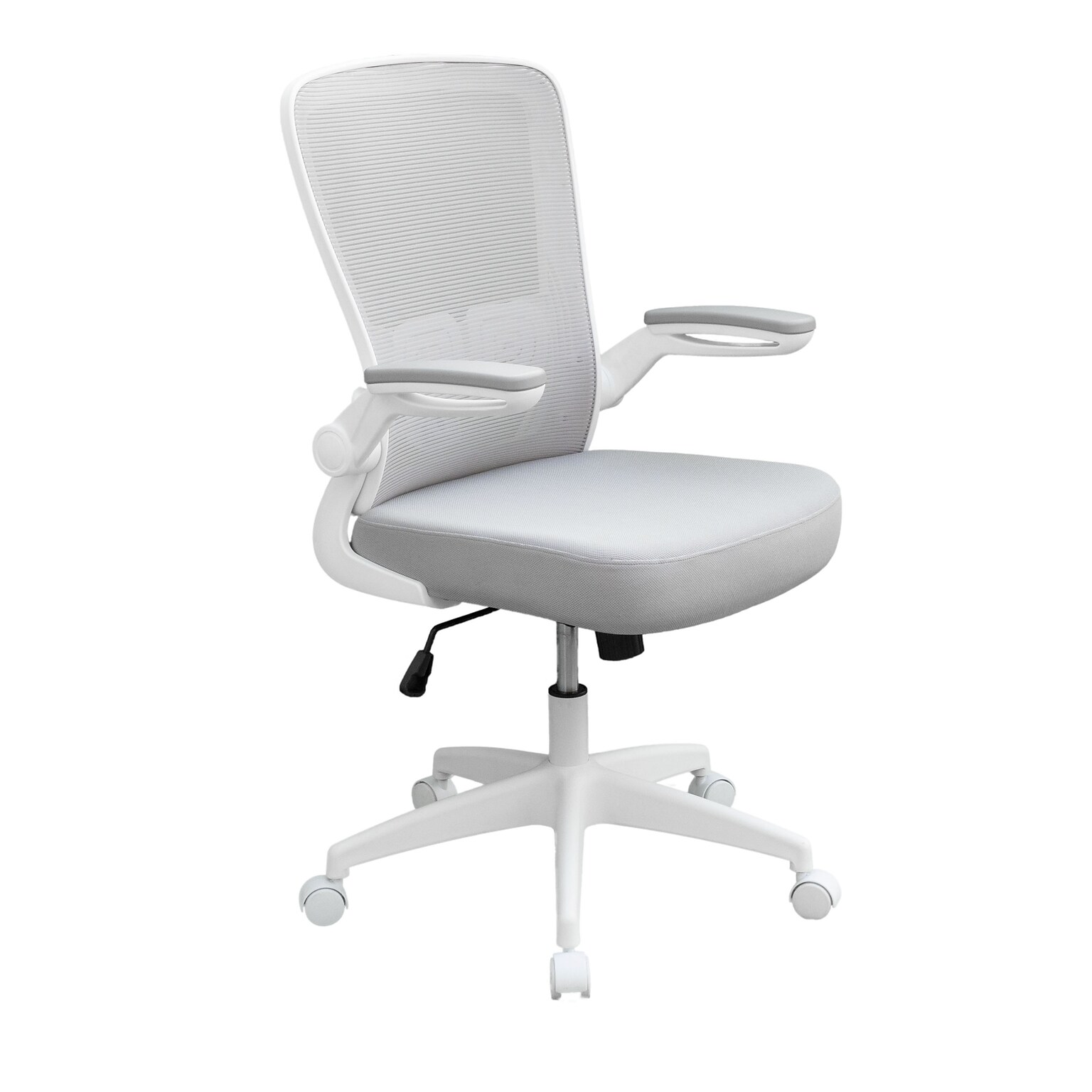 Boss Flip Arm Ergonomic Mesh/Fabric Swivel Task Chair, Gray/White (B6366WT-GY)