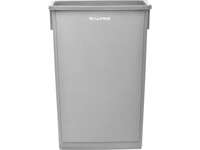 Alpine Industries Plastic Trash Can with Dolly, 23-Gallon, Gray, 3/Pack (ALP477-GRY-3PKD)