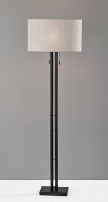 Adesso Foster 62H Black Floor Lamp with Off-White Linen Shade (4360-01)