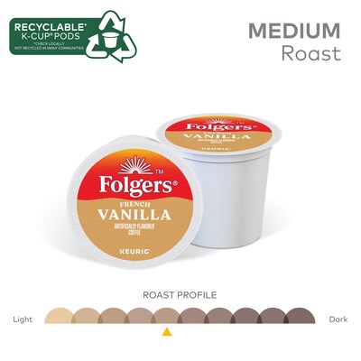 Folgers French Vanilla Coffee, Medium Roast, 0.31 oz. Keurig® K-Cup® Pods, 24/Box (6661)