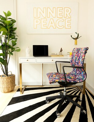 The Raynor Group Elizabeth Sutton Wynwood Fabric Swivel Task Chair, Multi Rose Black Silver (K-ESWY-BLK-ROSE-SIL)